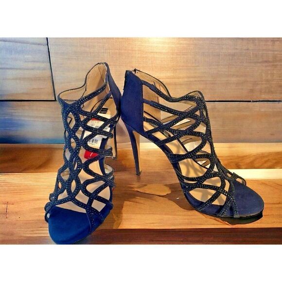 INC International Concepts Sharee Peep Toe Ankle Strap Classic Pumps Eclipse 7 - Picture 1 of 7